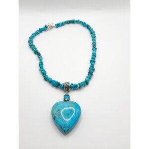 Jay King DTR Mine Finds 925 Turquoise & Heart Pendant 18"-21"Adj Inch Necklace